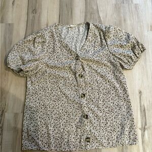 Floral Button-Up Blouse orange creek